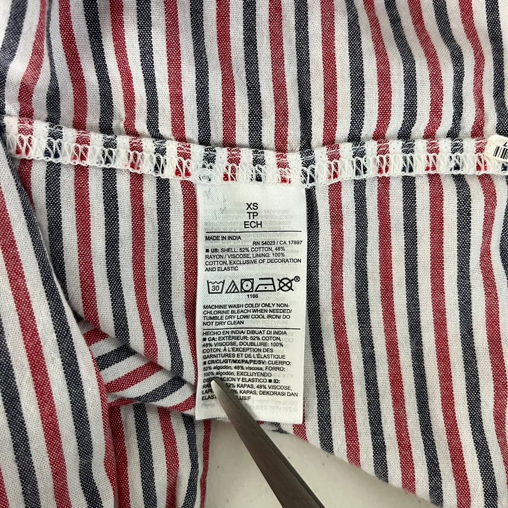 Old Navy Fit & Flare Short-Sleeve Striped Tie-Back Midi Dress Women's XS Red - Picture 9 of 9
